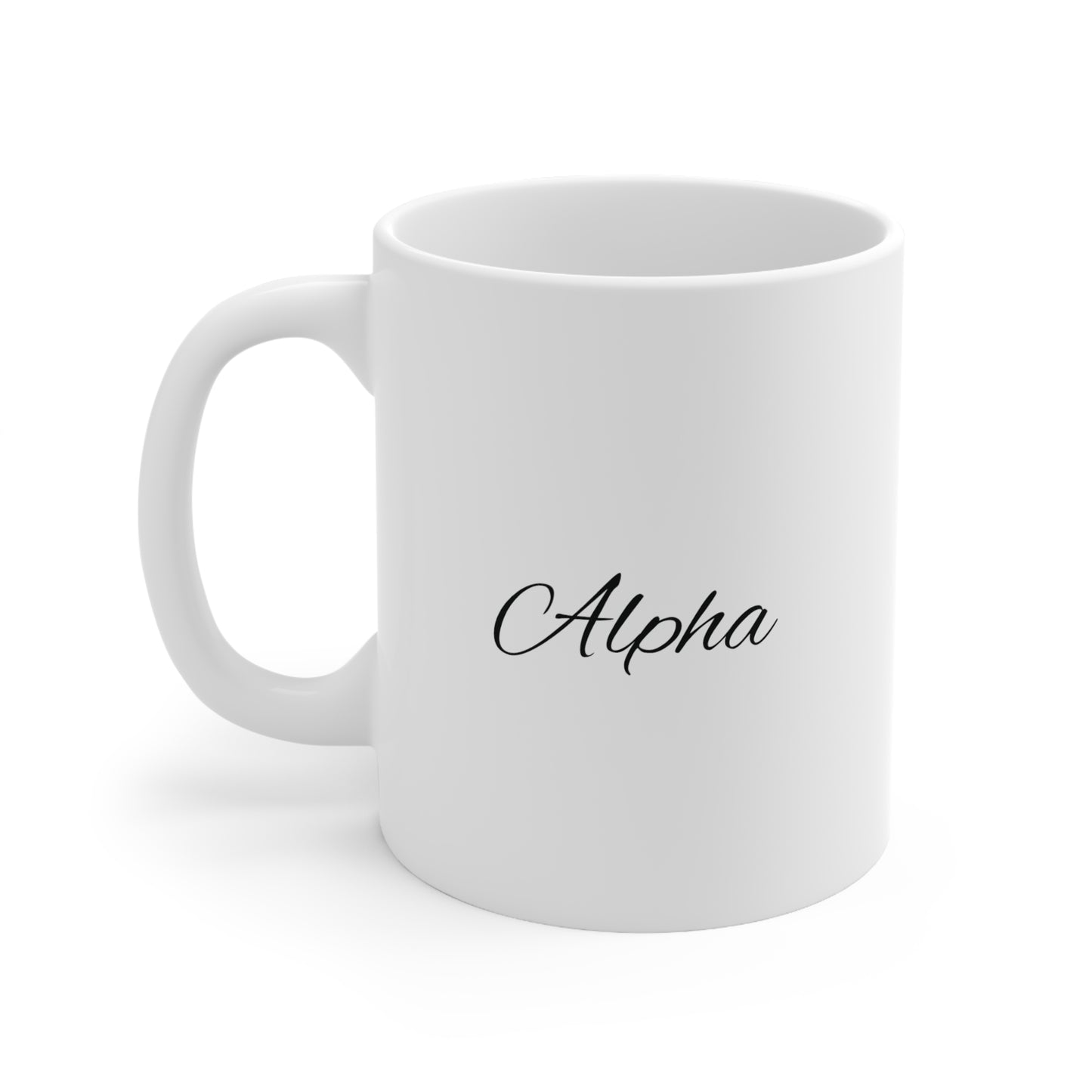 11 oz White Alpha Mug