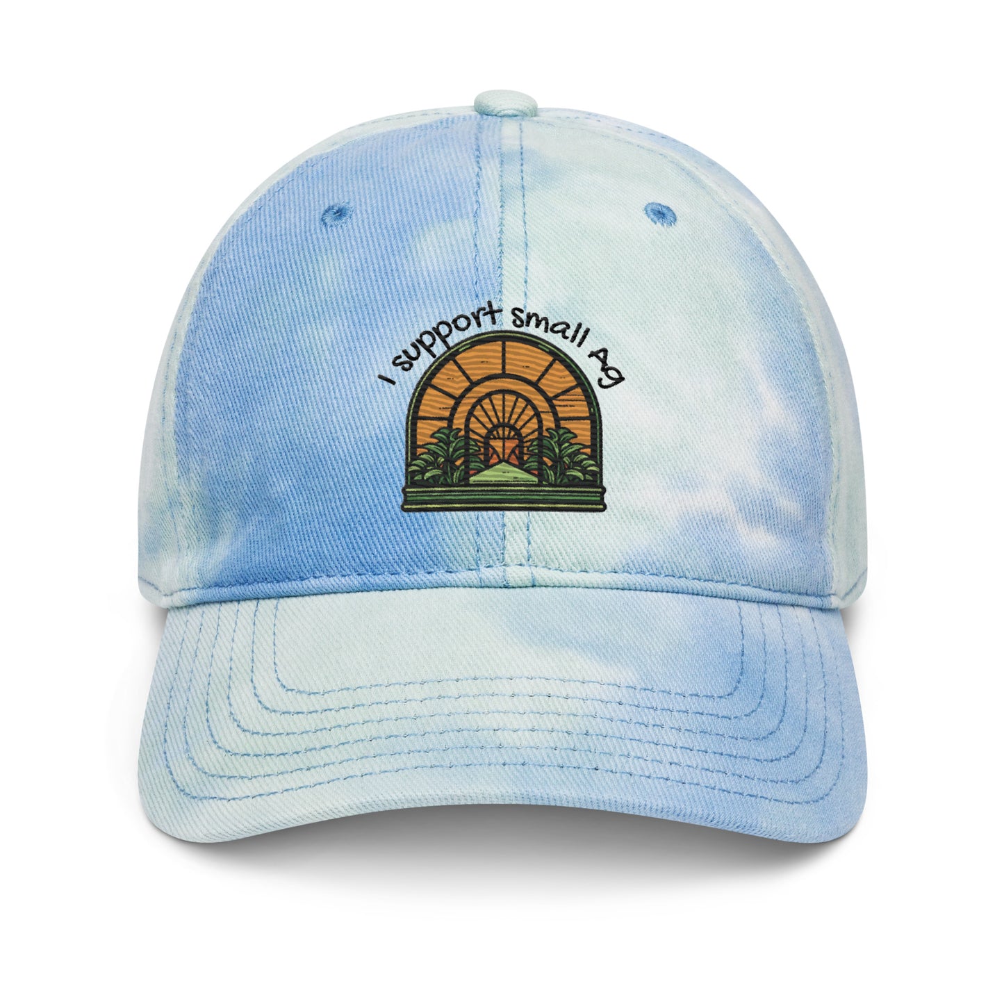 Tie dye hat: I Support Small Ag